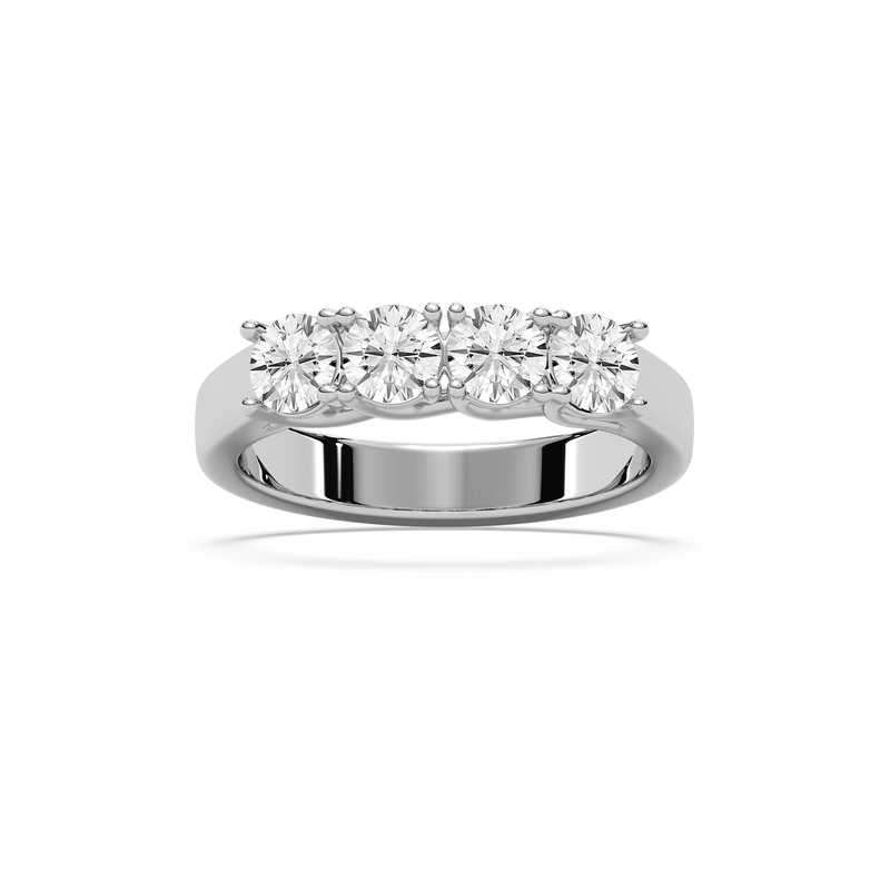 Ellise 1 ctw Round LGD Four Stone Trellis Anniversary Band - 14K White Gold