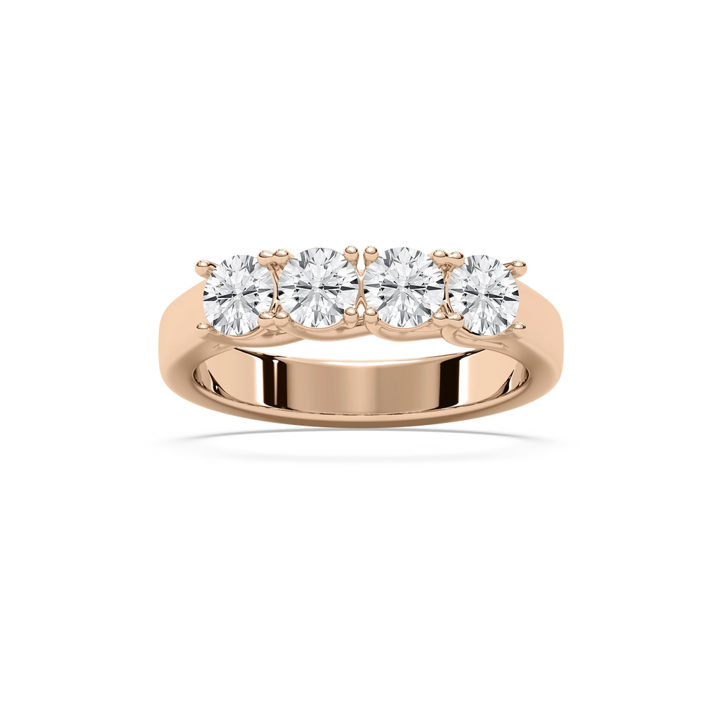 Ellise 1 ctw Round LGD Four Stone Trellis Anniversary Band - 14K Rose Gold