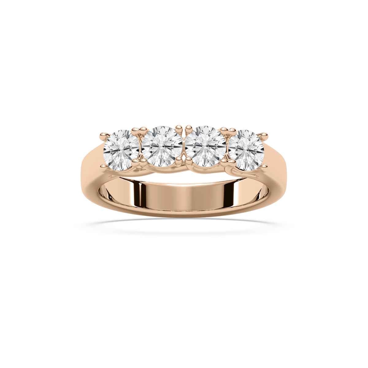 Ellise 1 ctw Round LGD Four Stone Trellis Anniversary Band - 14K Rose Gold