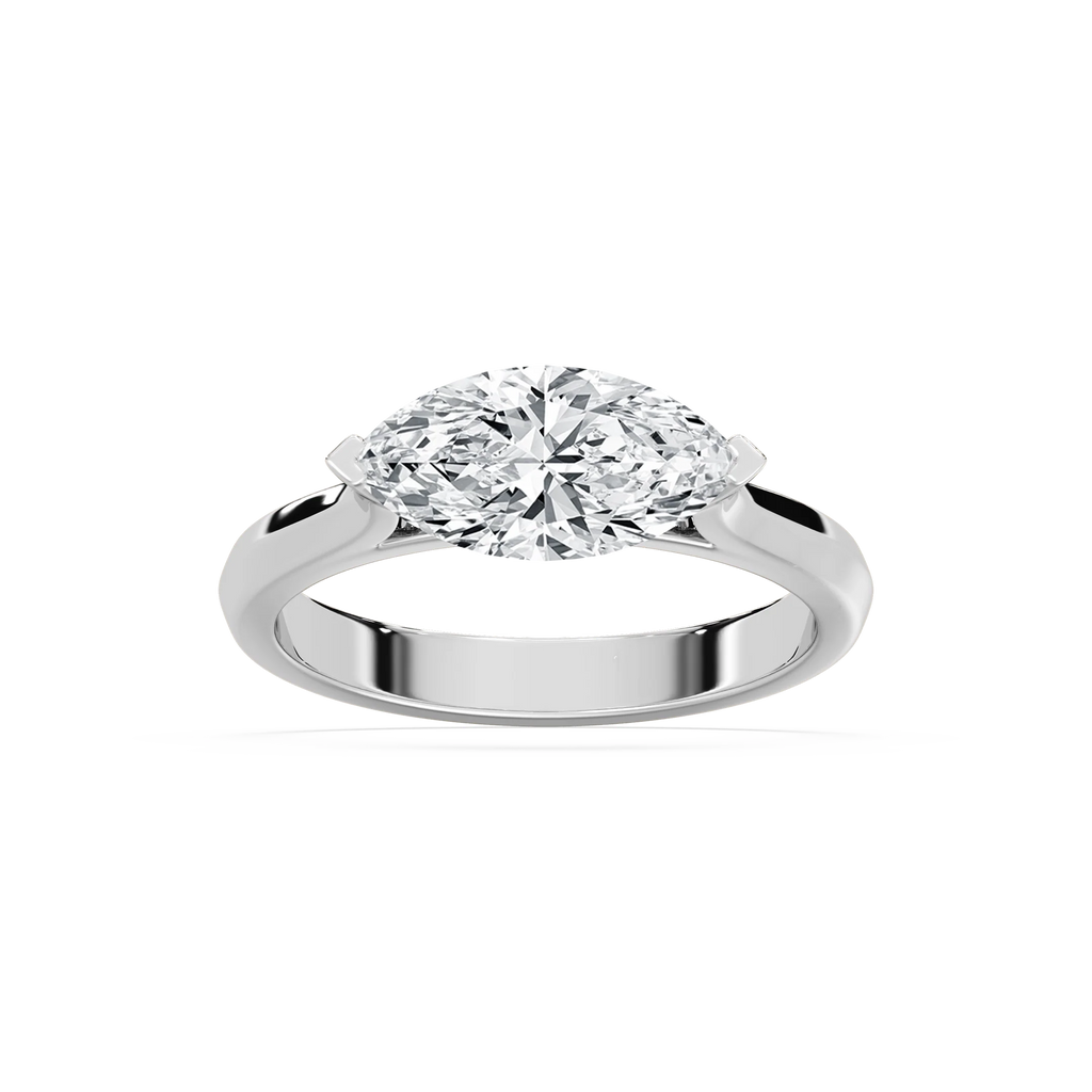 Elysia 2 ctw Marquise LGD East West Solitaire Engagement Ring - 14K White Gold / F-VS2