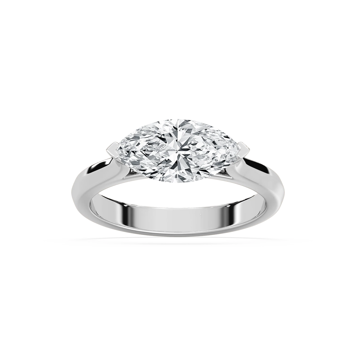 Elysia 2 ctw Marquise LGD East West Solitaire Engagement Ring - 14K White Gold / F-VS2