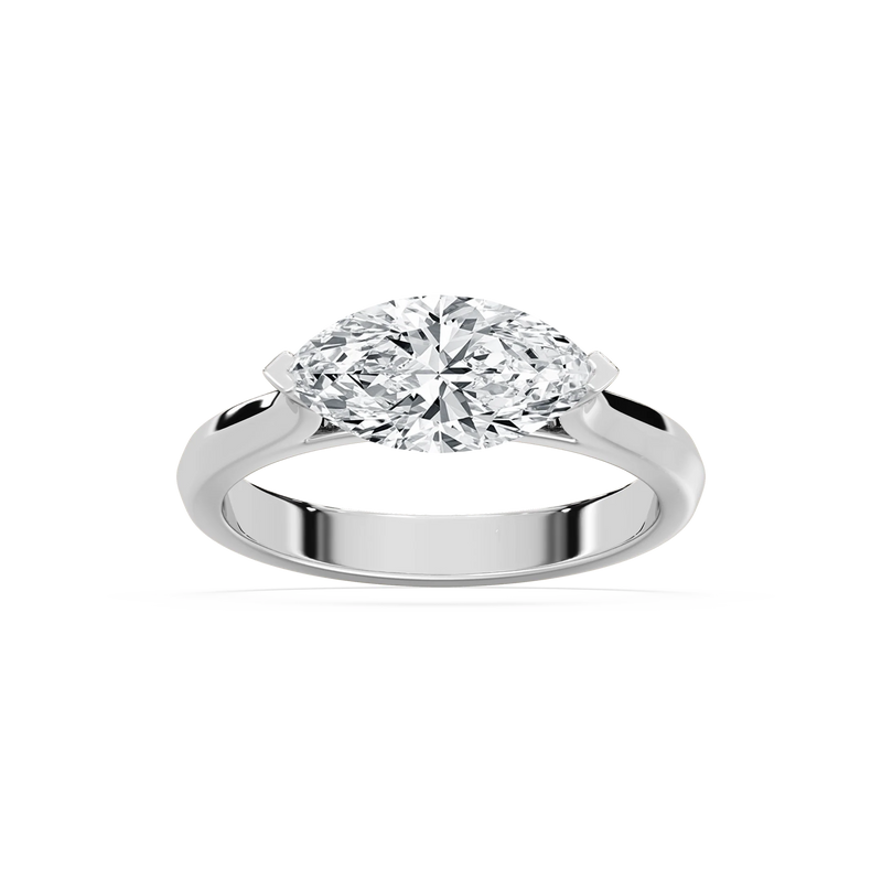 Elysia 2 ctw Marquise LGD East West Solitaire Engagement Ring - 14K White Gold / F-VS2