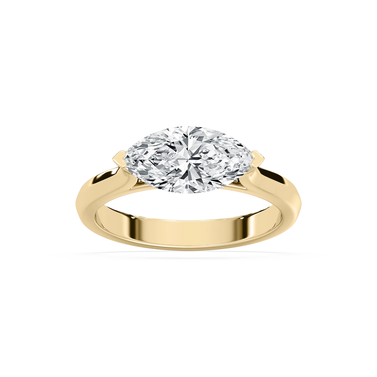 Elysia 2 ctw Marquise LGD East West Solitaire Engagement Ring - 14K Yellow Gold / F-VS2