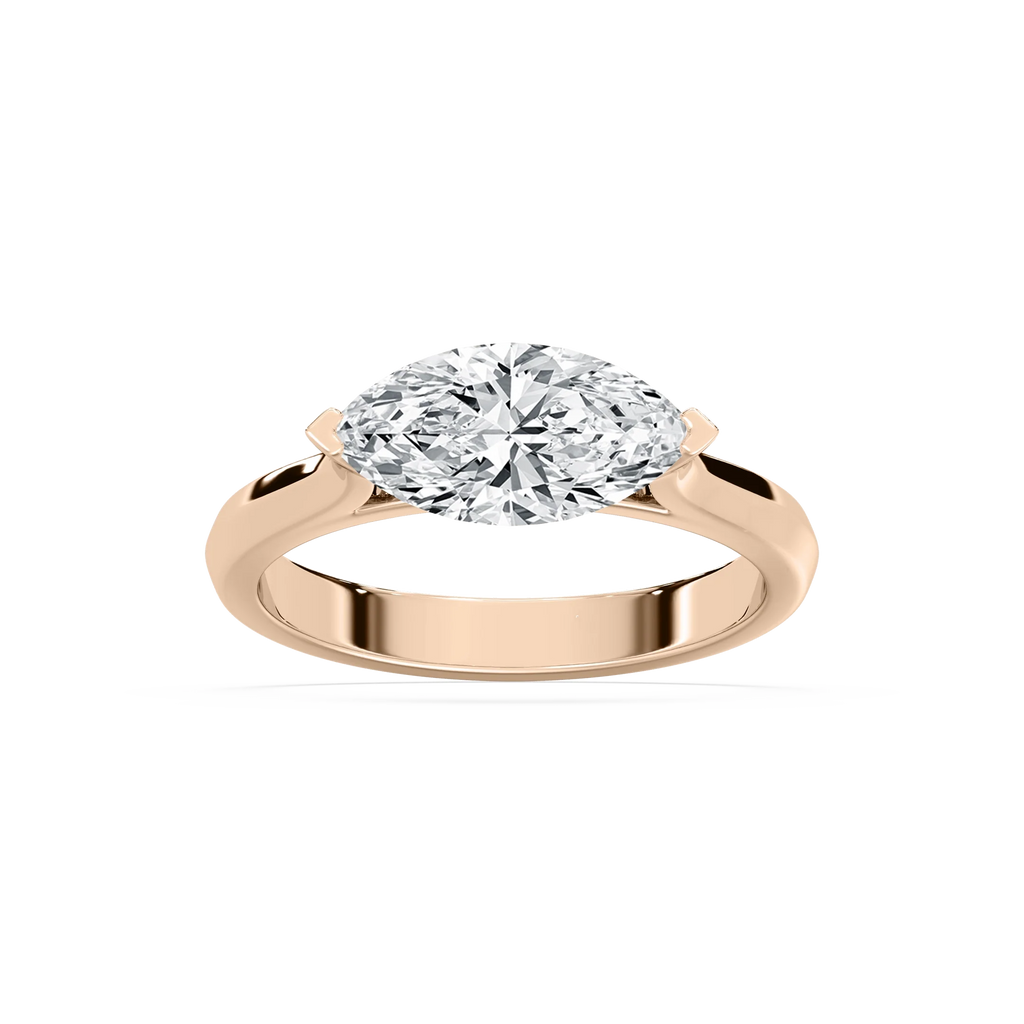 Elysia 2 ctw Marquise LGD East West Solitaire Engagement Ring - 14K Rose Gold / F-VS2