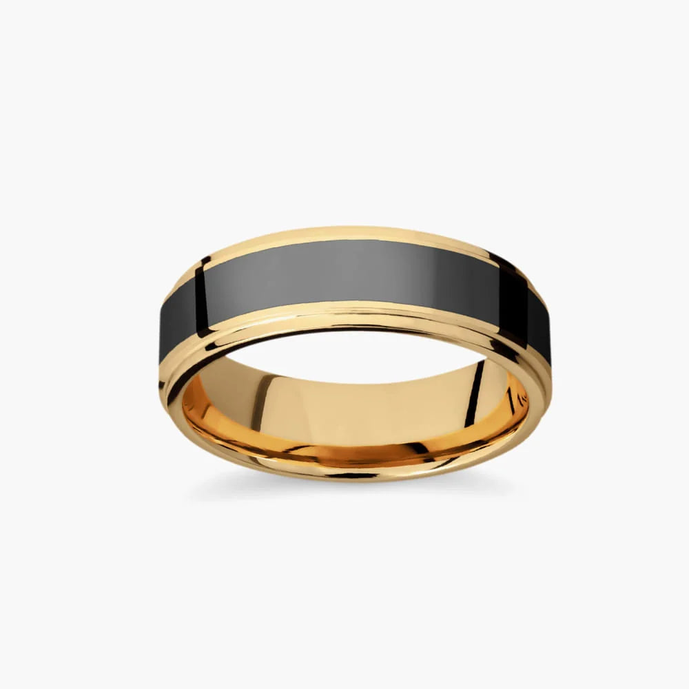 Jeff Step Edge Elysium Band - 6mm / 14K Yellow Gold