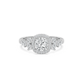 Ember 3 ²⁄₃ ctw Cushion LGD Pear Sides Halo Engagement Ring - 14K White Gold / F-VS2