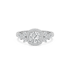 Ember 3 ²⁄₃ ctw Cushion LGD Pear Sides Halo Engagement Ring - 14K White Gold / F-VS2