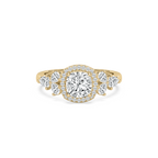Ember 3 ²⁄₃ ctw Cushion LGD Pear Sides Halo Engagement Ring - 14K Yellow Gold / F-VS2