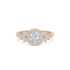 Ember 3 ²⁄₃ ctw Cushion LGD Pear Sides Halo Engagement Ring - 14K Rose Gold / F-VS2