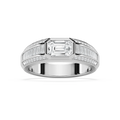 Theodore 2 ⅜ ctw Emerald, Baguette and Round LGD 4.45mm East West Bezel Mens Wedding Band