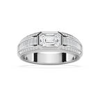 Theodore 2 ⅜ ctw Emerald, Baguette and Round LGD 4.45mm East West Bezel Mens Wedding Band