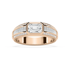 Theodore 2 ⅜ ctw Emerald, Baguette and Round LGD 4.45mm East West Bezel Mens Wedding Band