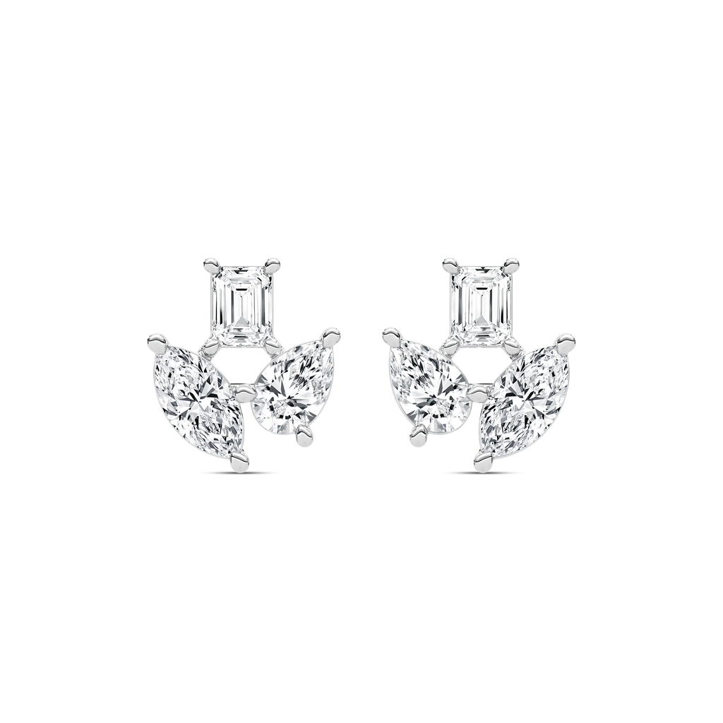 2 ctw Emerald, Marquise, and Pear  LGD Trio Stud Earrings