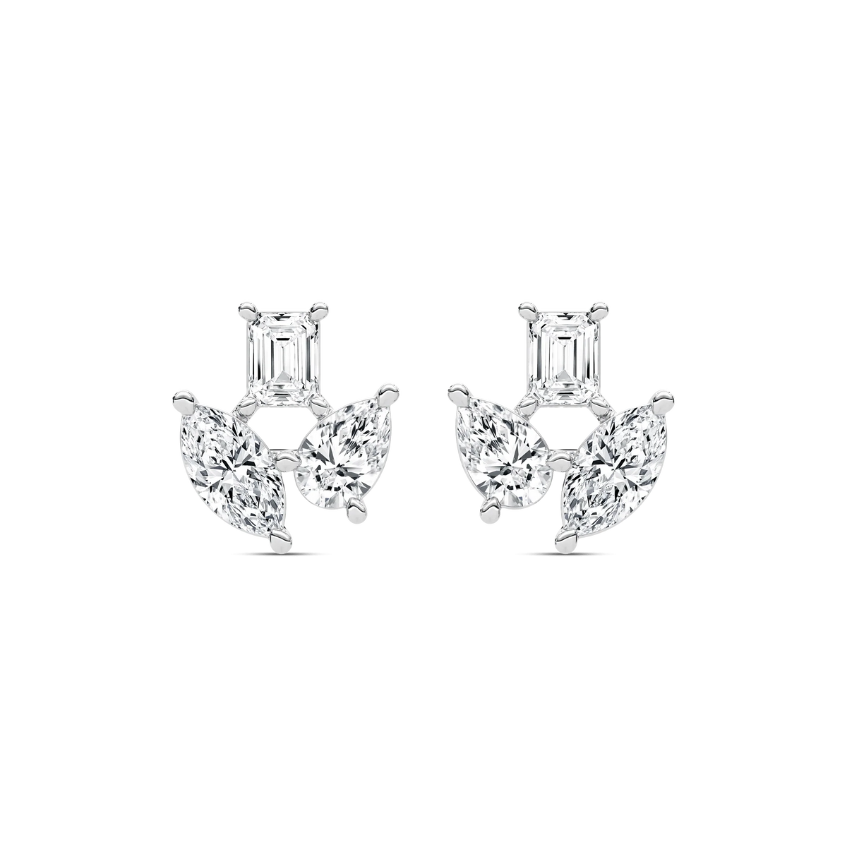 2 ctw Emerald, Marquise, and Pear  LGD Trio Stud Earrings
