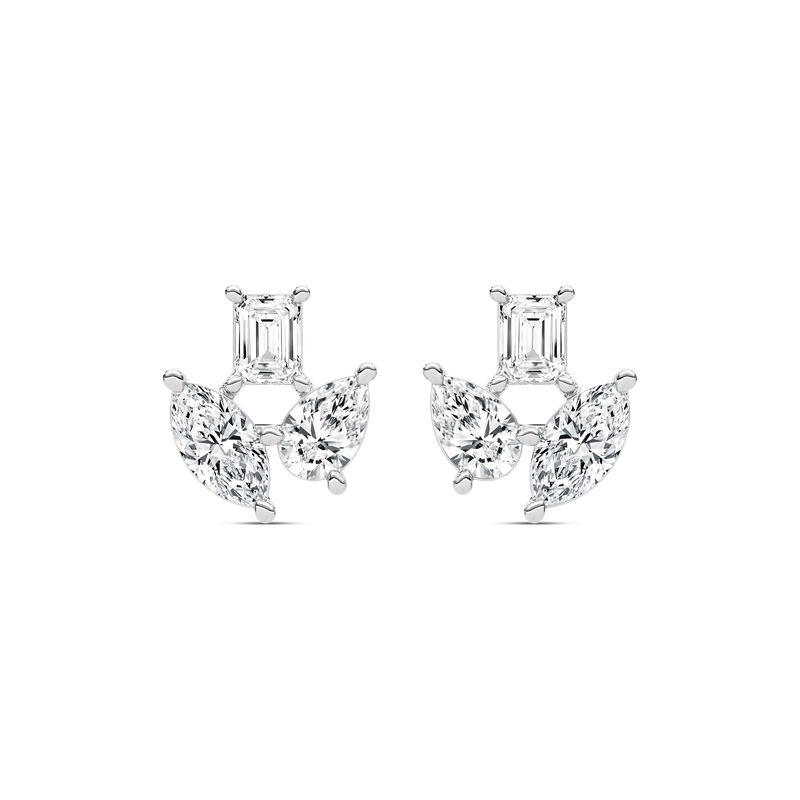 2 ctw Emerald, Marquise, and Pear  LGD Trio Stud Earrings