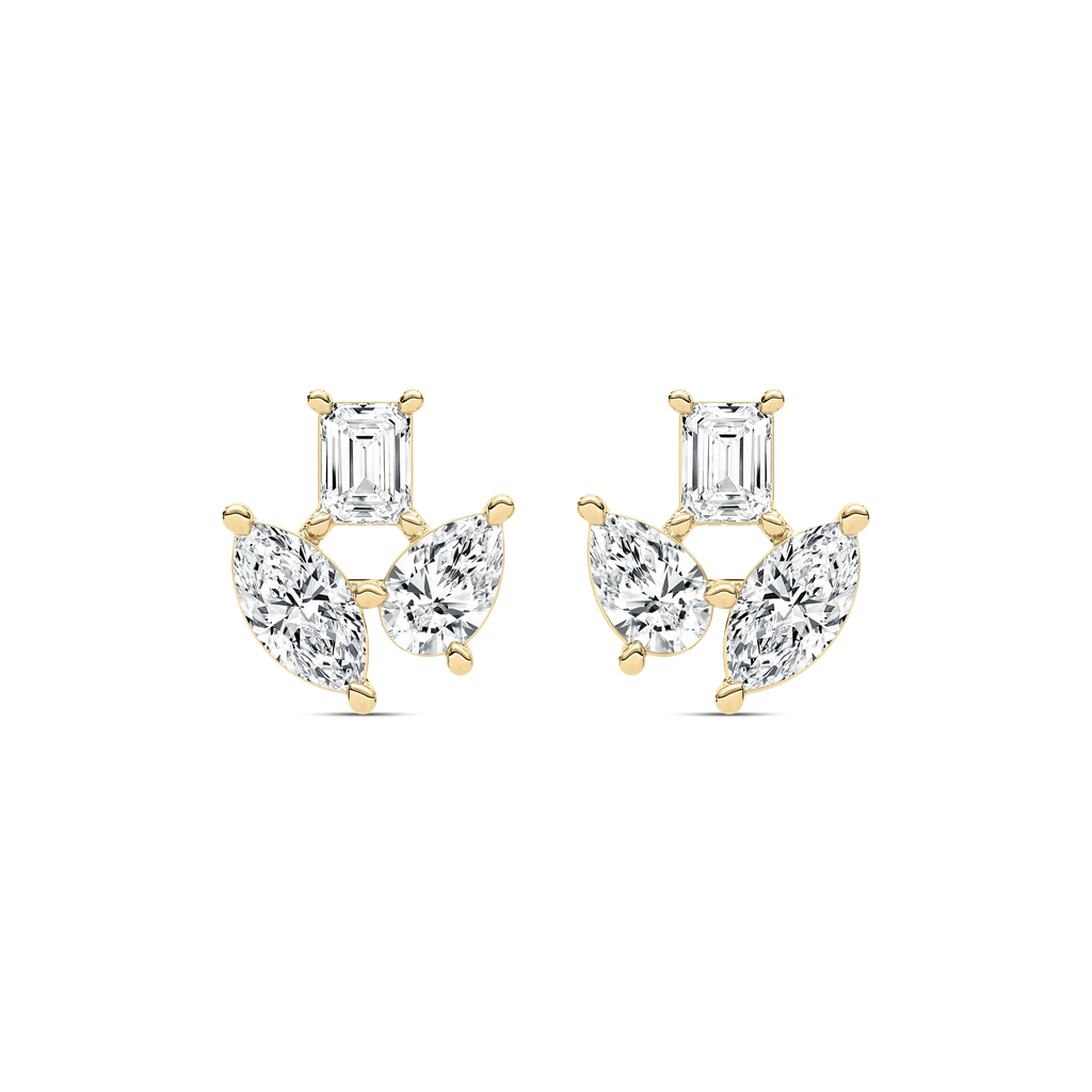 2 ctw Emerald, Marquise, and Pear  LGD Trio Stud Earrings