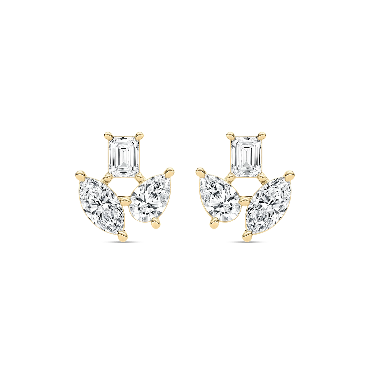 2 ctw Emerald, Marquise, and Pear  LGD Trio Stud Earrings