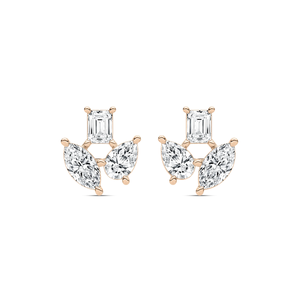 2 ctw Emerald, Marquise, and Pear  LGD Trio Stud Earrings