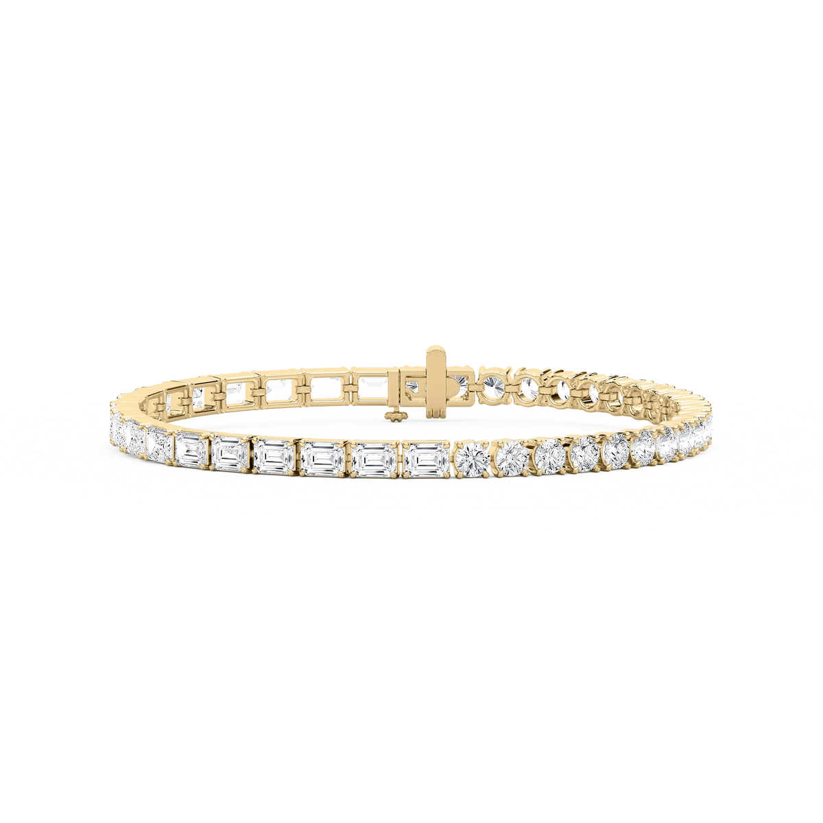 9 ¹⁄₃ ctw Emerald and Round LGD Tennis Bracelet - 7 Inches