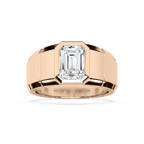 Matthew 3 ct Emerald LGD 6.50mm Bezel Mens Wedding Band - 14K Rose Gold