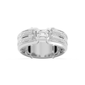 Cooper 1 ⅛ ctw Emerald and Round LGD 8.55mm Channel Mens Wedding Band - 14K White Gold