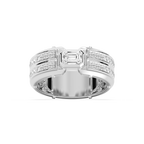 Cooper 1 ⅛ ctw Emerald and Round LGD 8.55mm Channel Mens Wedding Band - 14K White Gold