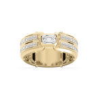 Cooper 1 ⅛ ctw Emerald and Round LGD 8.55mm Channel Mens Wedding Band - 14K Yellow Gold