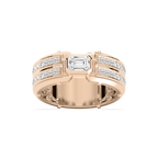Cooper 1 ⅛ ctw Emerald and Round LGD 8.55mm Channel Mens Wedding Band - 14K Rose Gold