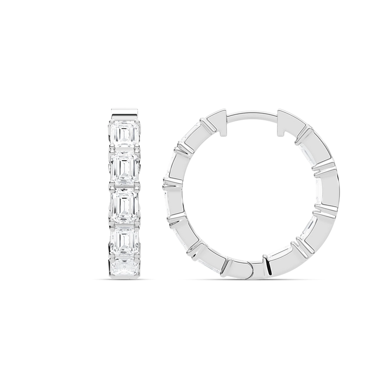 4 ¹⁄₂ ctw Emerald LGD Inside Out Hoop Earrings - 14K White Gold / F-VS2