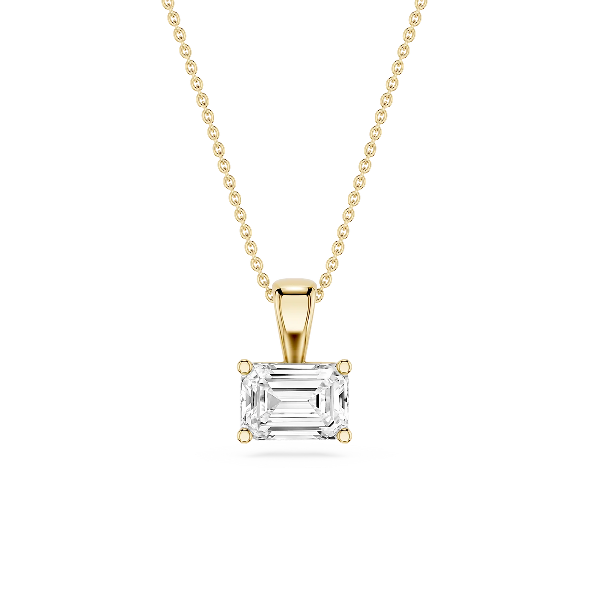 Emerald LGD 4 Prong East West Bail Pendant - 16 to 18 Inches