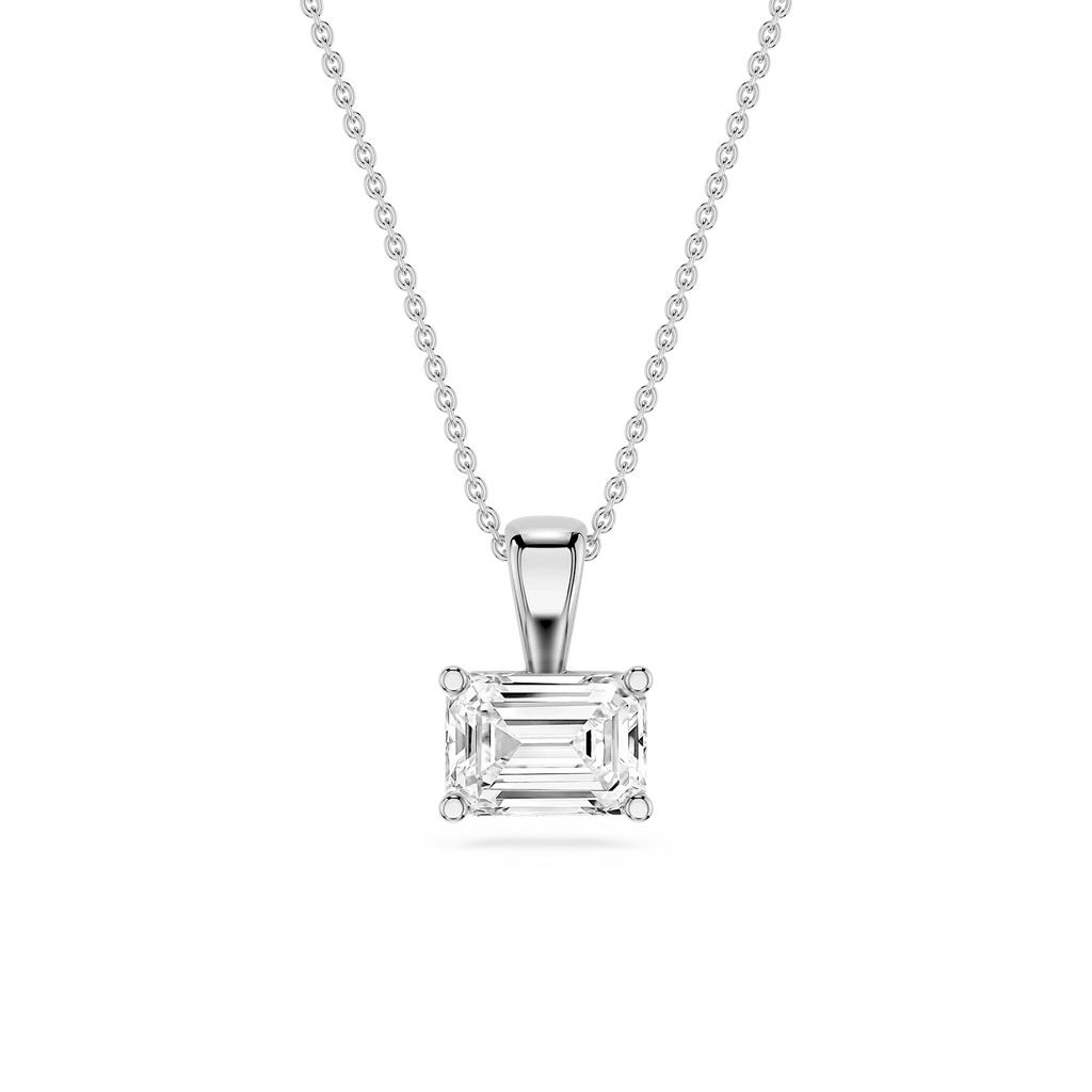 Emerald LGD 4 Prong East West Bail Pendant - 16 to 18 Inches