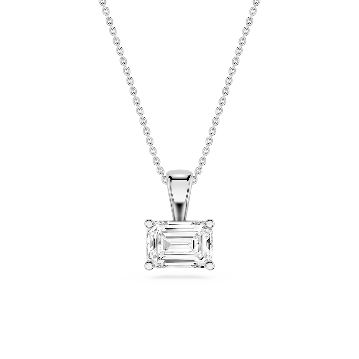 Emerald LGD 4 Prong East West Bail Pendant - 16 to 18 Inches