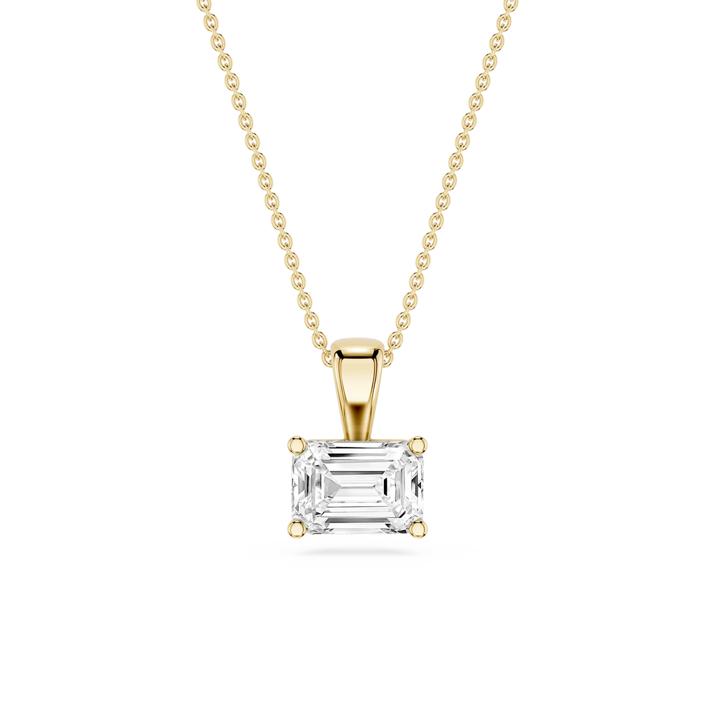 Emerald LGD 4 Prong East West Bail Pendant - 16 to 18 Inches