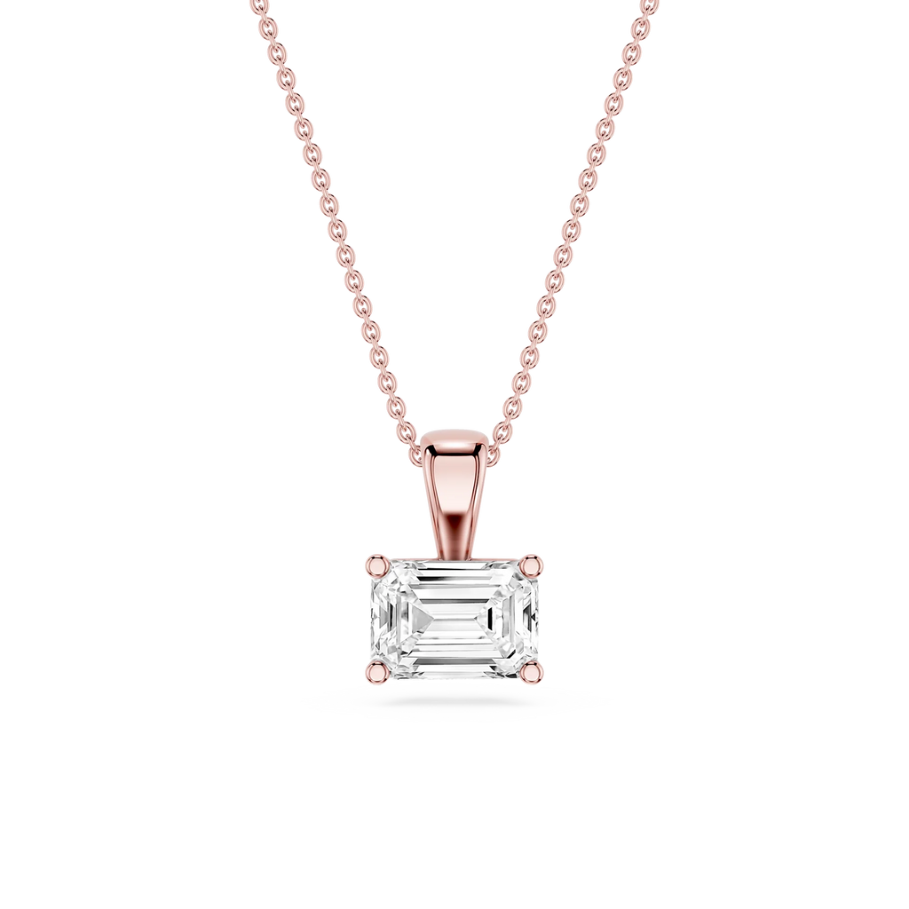 Emerald LGD 4 Prong East West Bail Pendant - 16 to 18 Inches