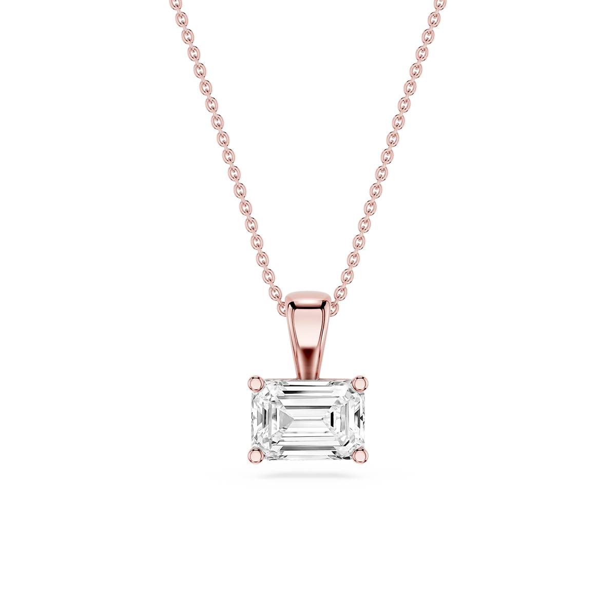 Emerald LGD 4 Prong East West Bail Pendant - 16 to 18 Inches