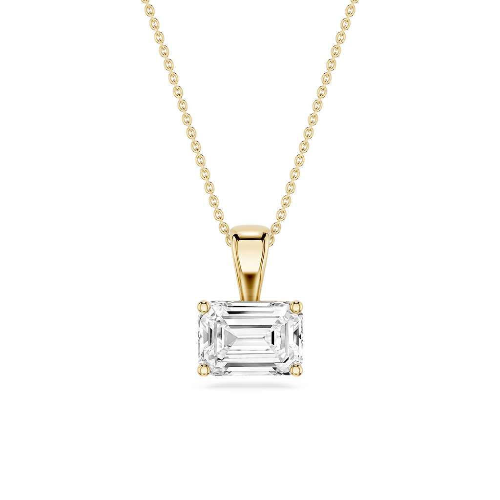 Emerald LGD 4 Prong East West Bail Pendant - 16 to 18 Inches