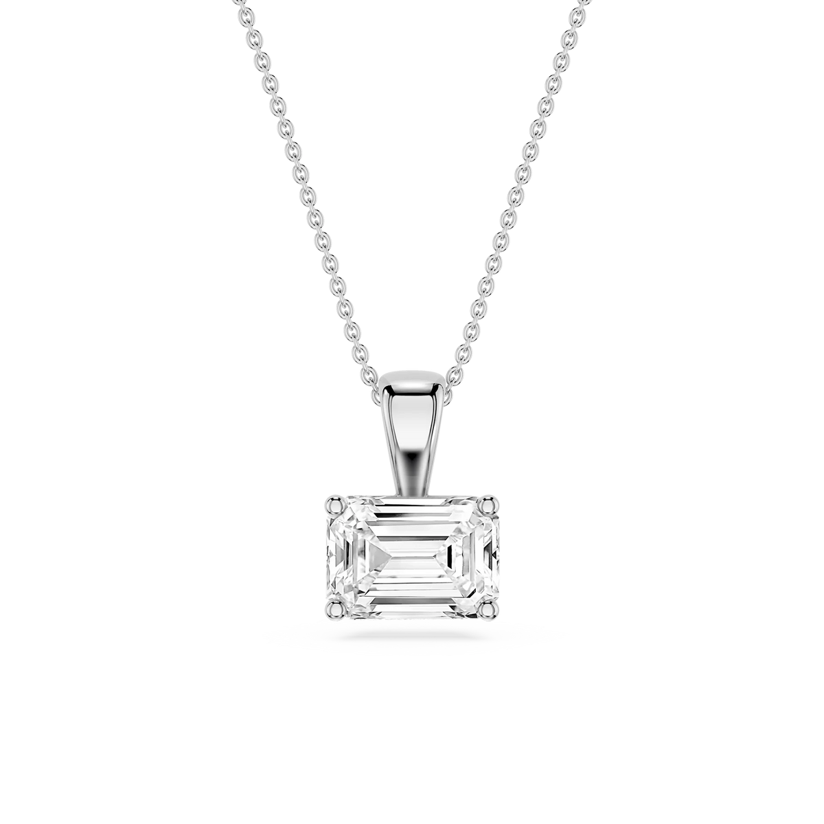 Emerald LGD 4 Prong East West Bail Pendant - 16 to 18 Inches