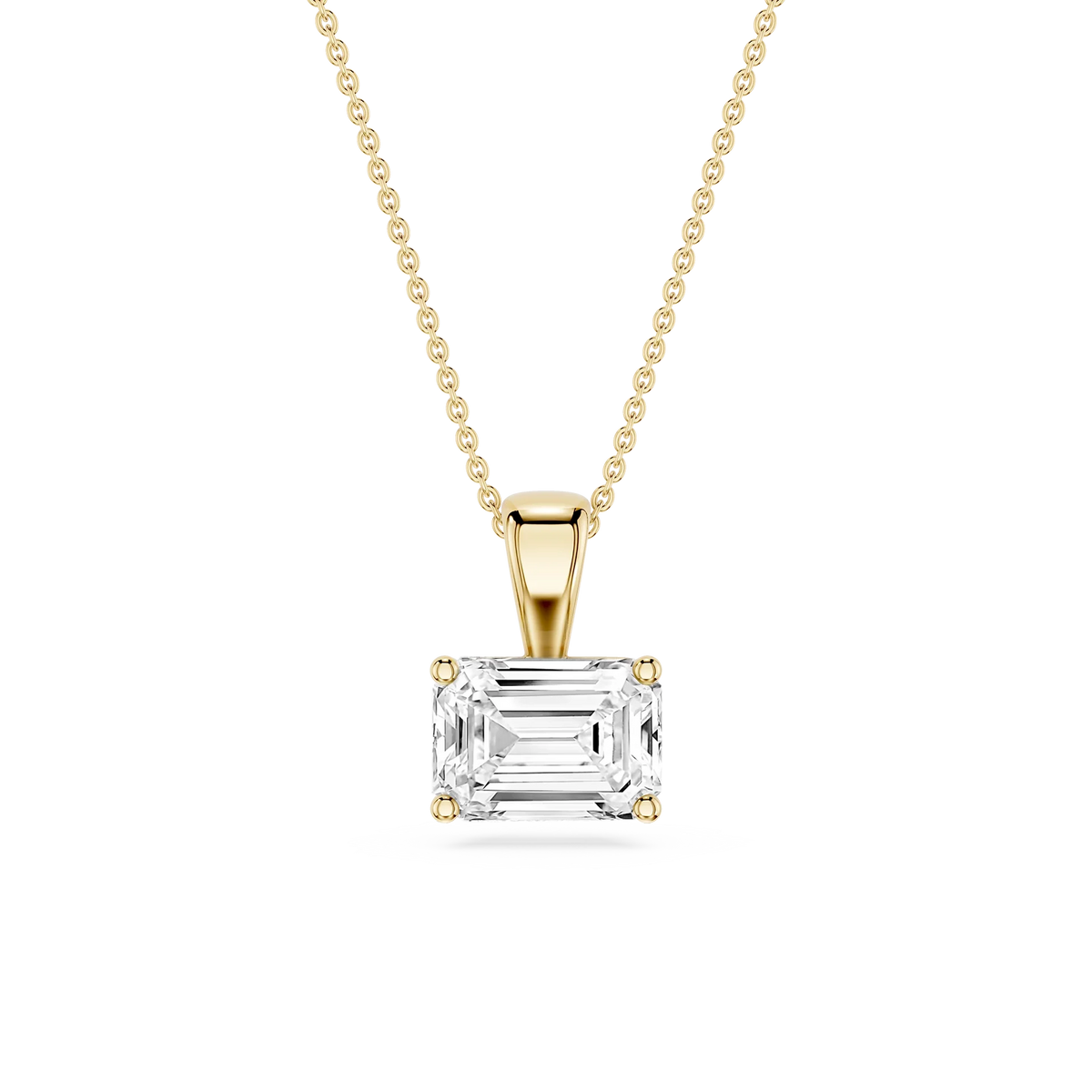 Emerald LGD 4 Prong East West Bail Pendant - 16 to 18 Inches