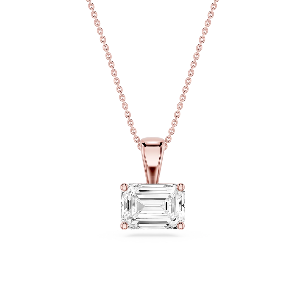 Emerald LGD 4 Prong East West Bail Pendant - 16 to 18 Inches