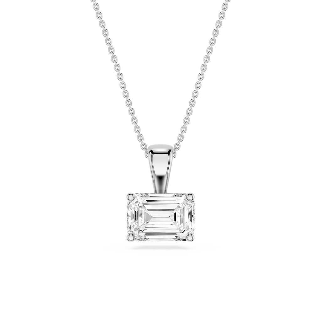 Emerald LGD 4 Prong East West Bail Pendant - 16 to 18 Inches