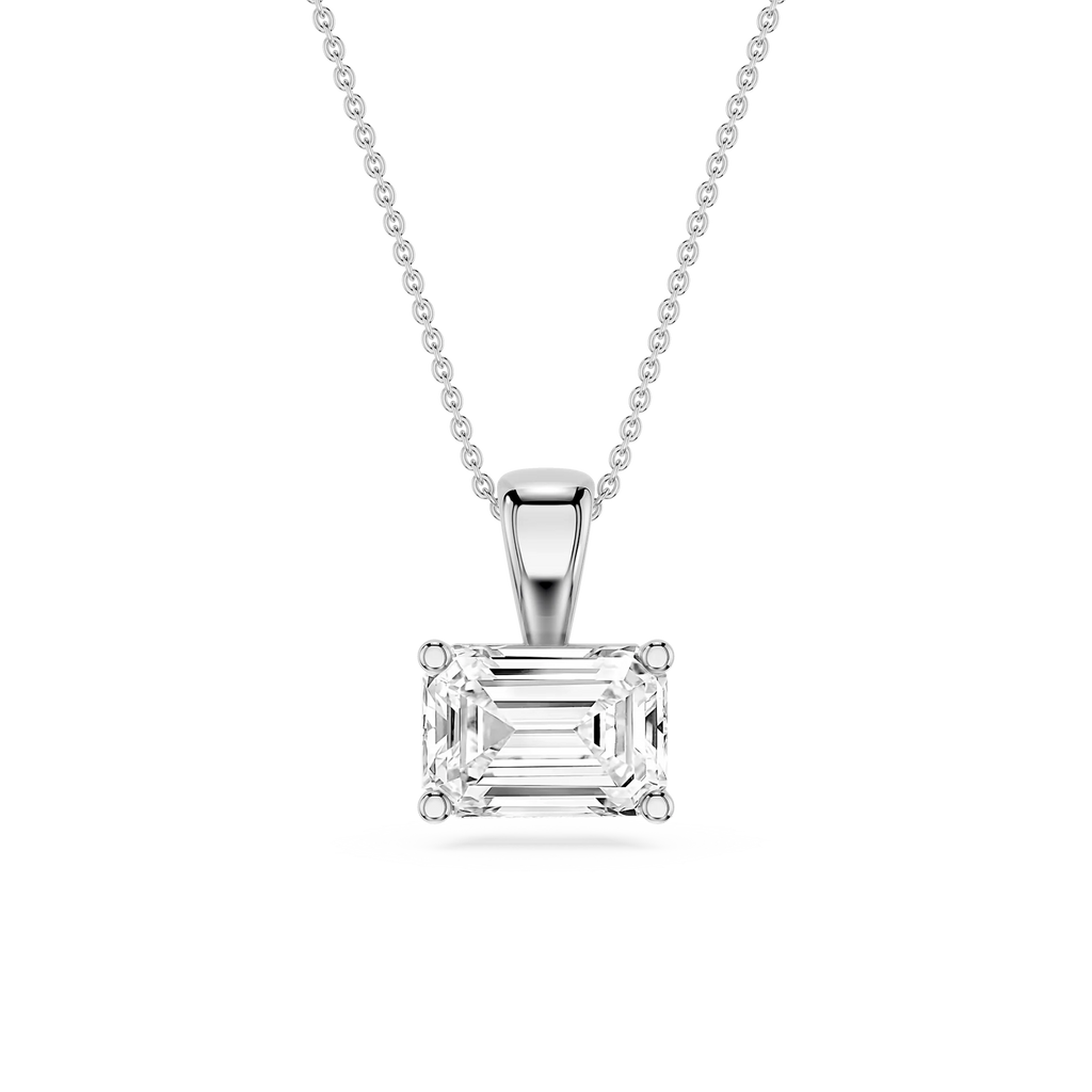 Emerald LGD 4 Prong East West Bail Pendant - 16 to 18 Inches