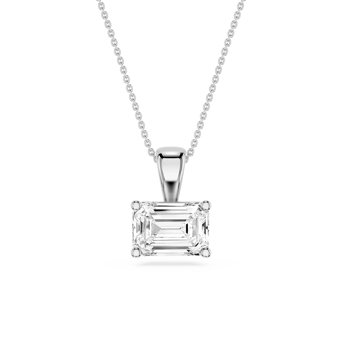 Emerald LGD 4 Prong East West Bail Pendant - 16 to 18 Inches