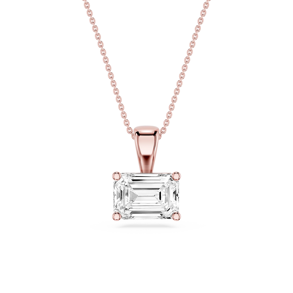 Emerald LGD 4 Prong East West Bail Pendant - 16 to 18 Inches