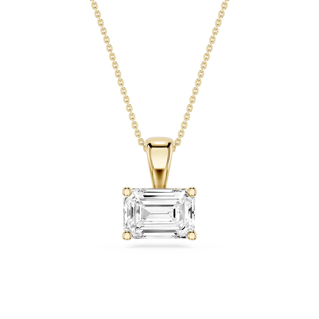 Emerald LGD 4 Prong East West Bail Pendant - 16 to 18 Inches