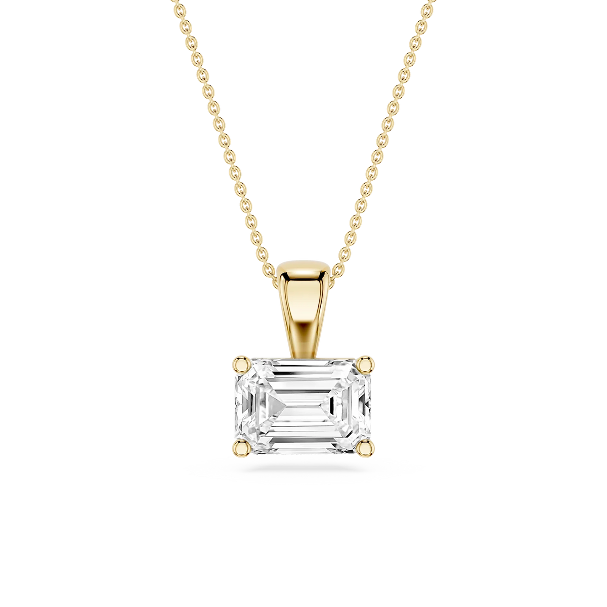 Emerald LGD 4 Prong East West Bail Pendant - 16 to 18 Inches