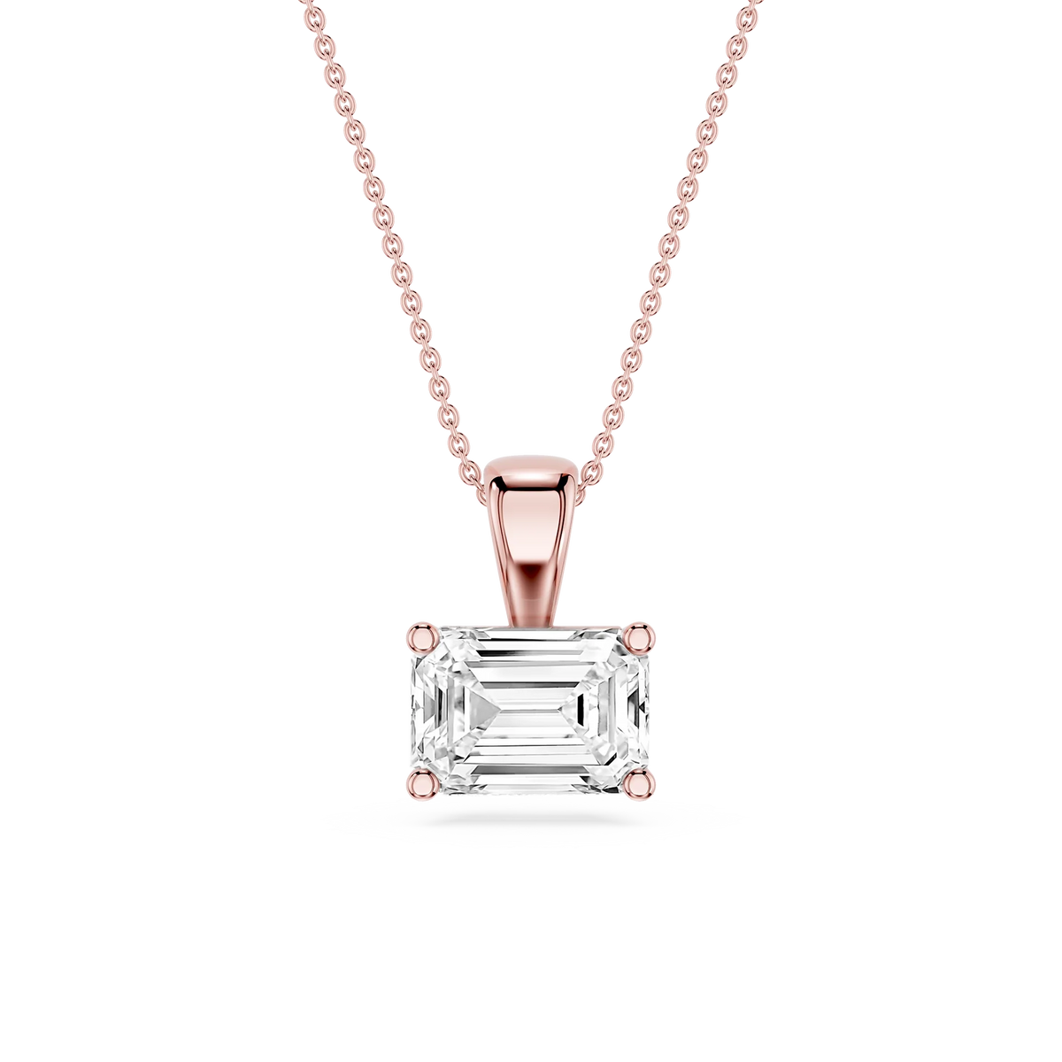 Emerald LGD 4 Prong East West Bail Pendant - 16 to 18 Inches