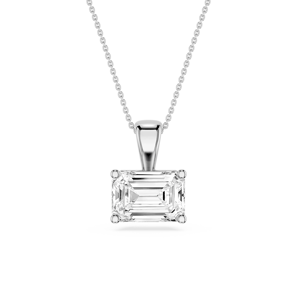 Emerald LGD 4 Prong East West Bail Pendant - 16 to 18 Inches