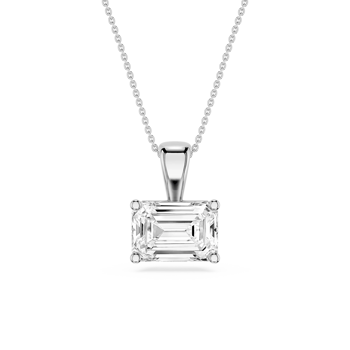 Emerald LGD 4 Prong East West Bail Pendant - 16 to 18 Inches