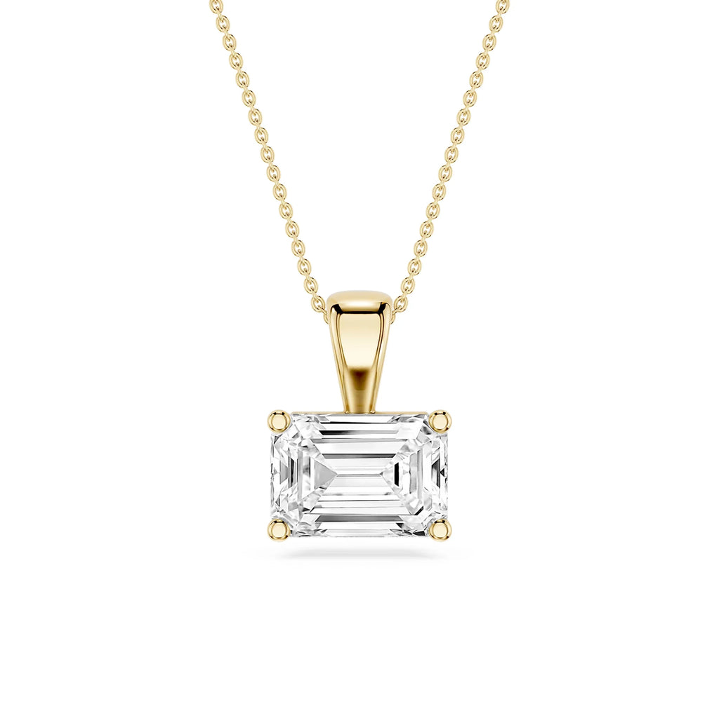Emerald LGD 4 Prong East West Bail Pendant - 16 to 18 Inches
