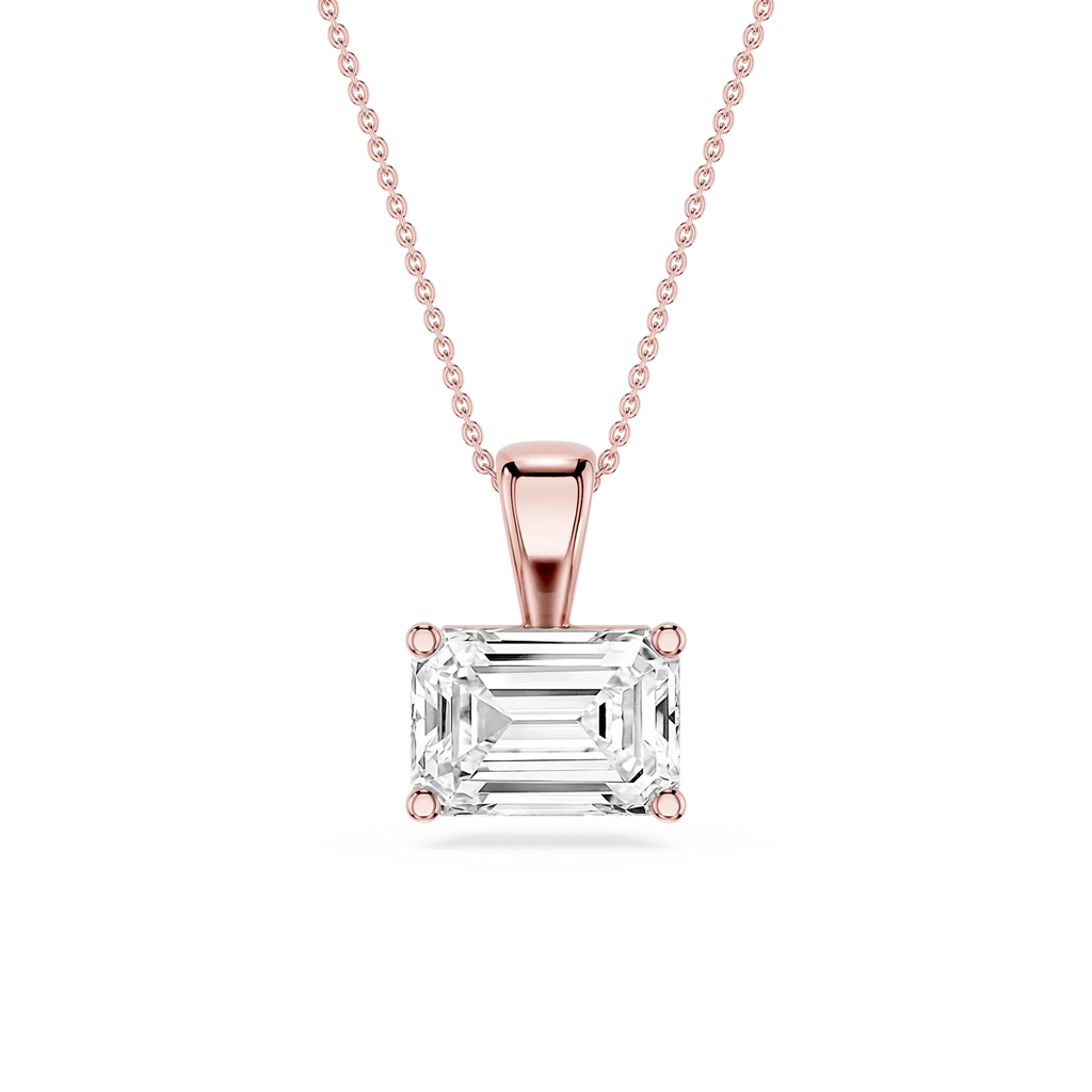 Emerald LGD 4 Prong East West Bail Pendant - 16 to 18 Inches